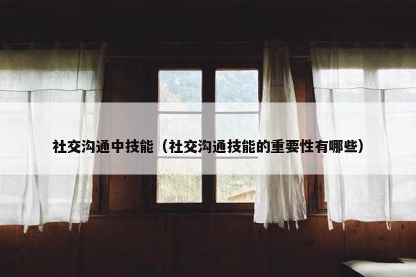 社交沟通中技能（社交沟通技能的重要性有哪些）