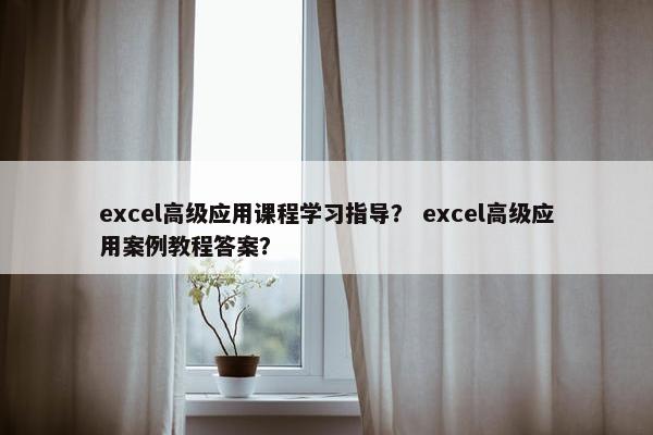 excel高级应用课程学习指导？ excel高级应用案例教程答案？
