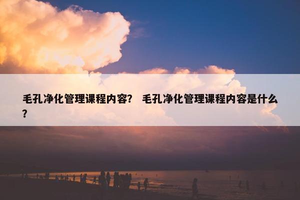 毛孔净化管理课程内容？ 毛孔净化管理课程内容是什么？