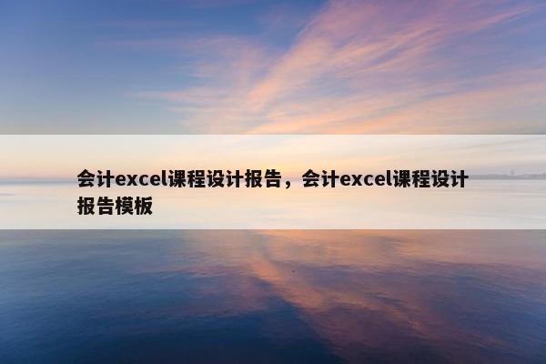 会计excel课程设计报告，会计excel课程设计报告模板