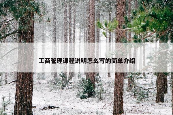 工商管理课程说明怎么写的简单介绍