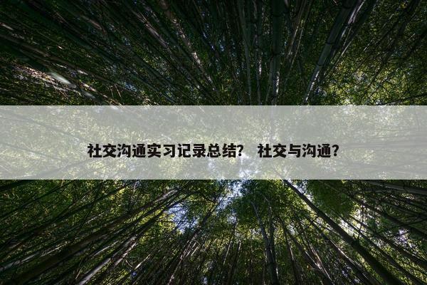 社交沟通实习记录总结？ 社交与沟通？