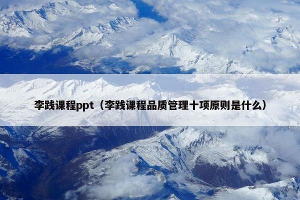 李践课程ppt（李践课程品质管理十项原则是什么）