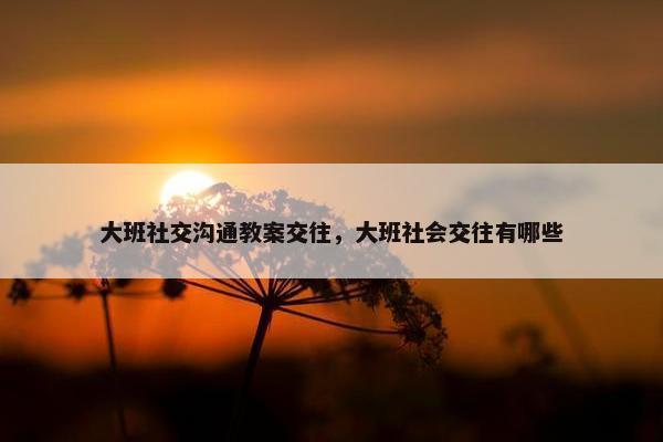 大班社交沟通教案交往，大班社会交往有哪些
