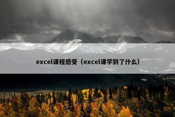 excel课程感受（excel课学到了什么）