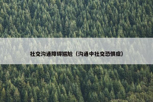 社交沟通障碍尴尬（沟通中社交恐惧症）