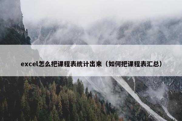 excel怎么把课程表统计出来（如何把课程表汇总）