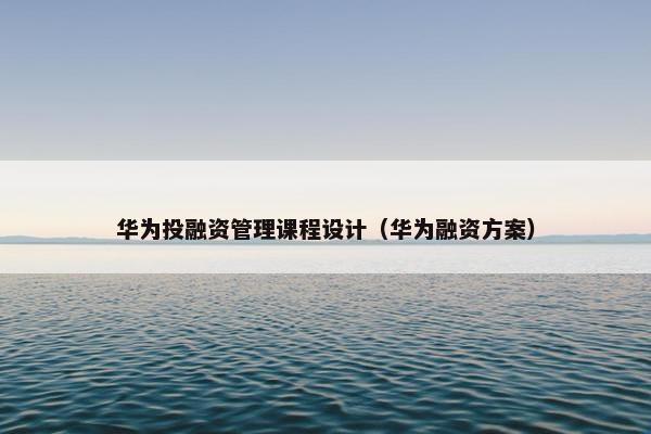 华为投融资管理课程设计（华为融资方案）