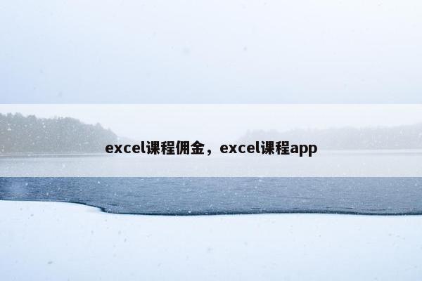 excel课程佣金，excel课程app