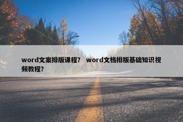 word文案排版课程？ word文档排版基础知识视频教程？