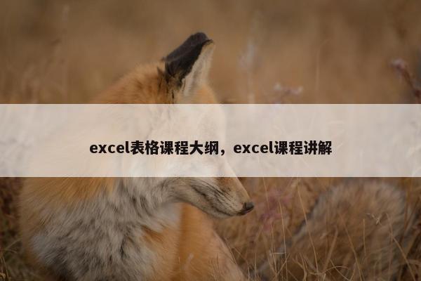 excel表格课程大纲，excel课程讲解
