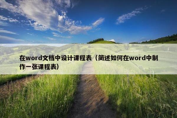在word文档中设计课程表（简述如何在word中制作一张课程表）