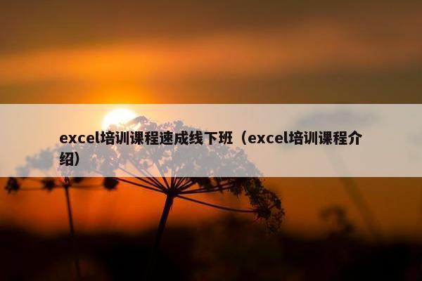 excel培训课程速成线下班（excel培训课程介绍）
