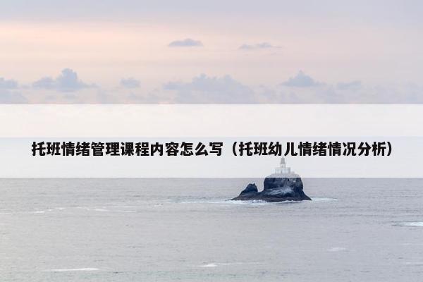 托班情绪管理课程内容怎么写（托班幼儿情绪情况分析）