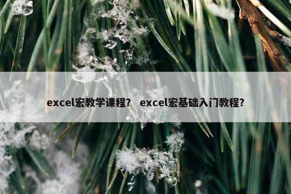 excel宏教学课程？ excel宏基础入门教程？