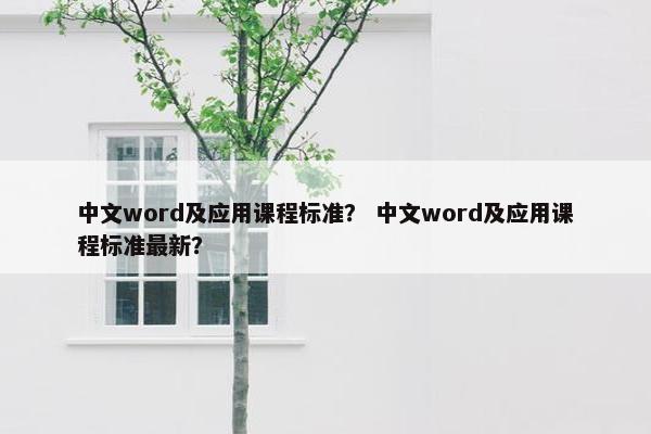 中文word及应用课程标准？ 中文word及应用课程标准最新？