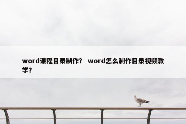 word课程目录制作？ word怎么制作目录视频教学？