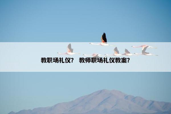 教职场礼仪？ 教师职场礼仪教案？