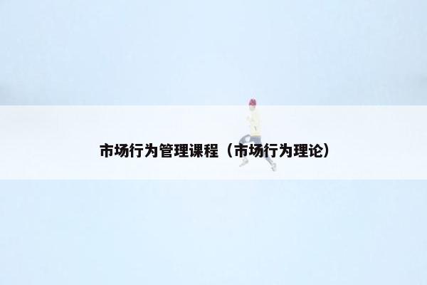 市场行为管理课程（市场行为理论）