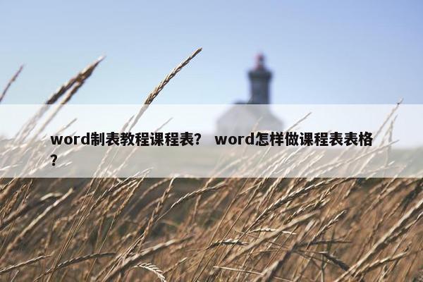 word制表教程课程表？ word怎样做课程表表格？