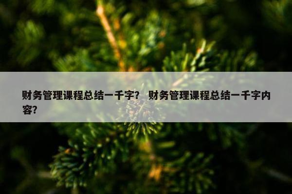 财务管理课程总结一千字？ 财务管理课程总结一千字内容？